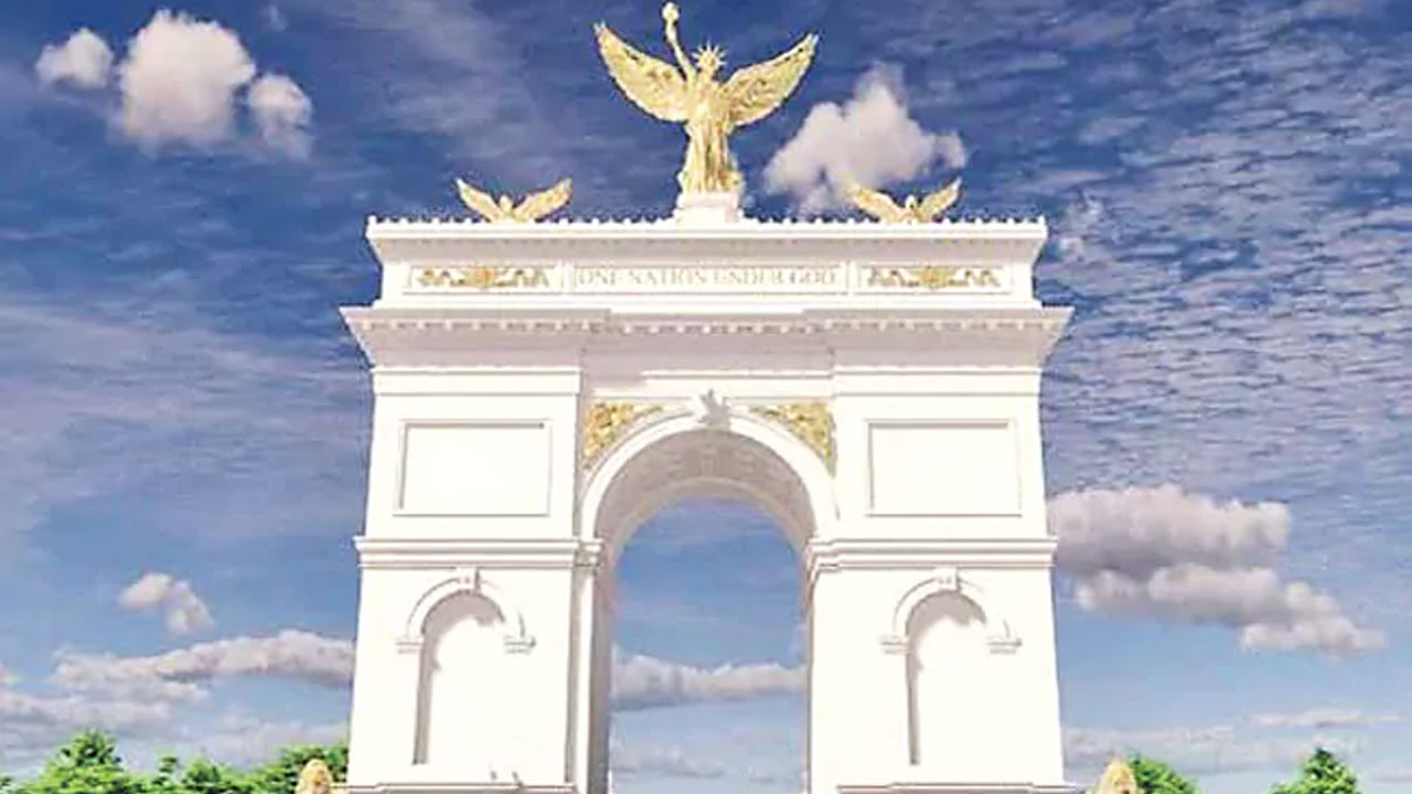 Commemorative Ornament | యూఎస్ రాజధాని వాషింగ్టన్‌ డీసీలో విజయతోరణం.. ఎందుకో తెలుసా..?