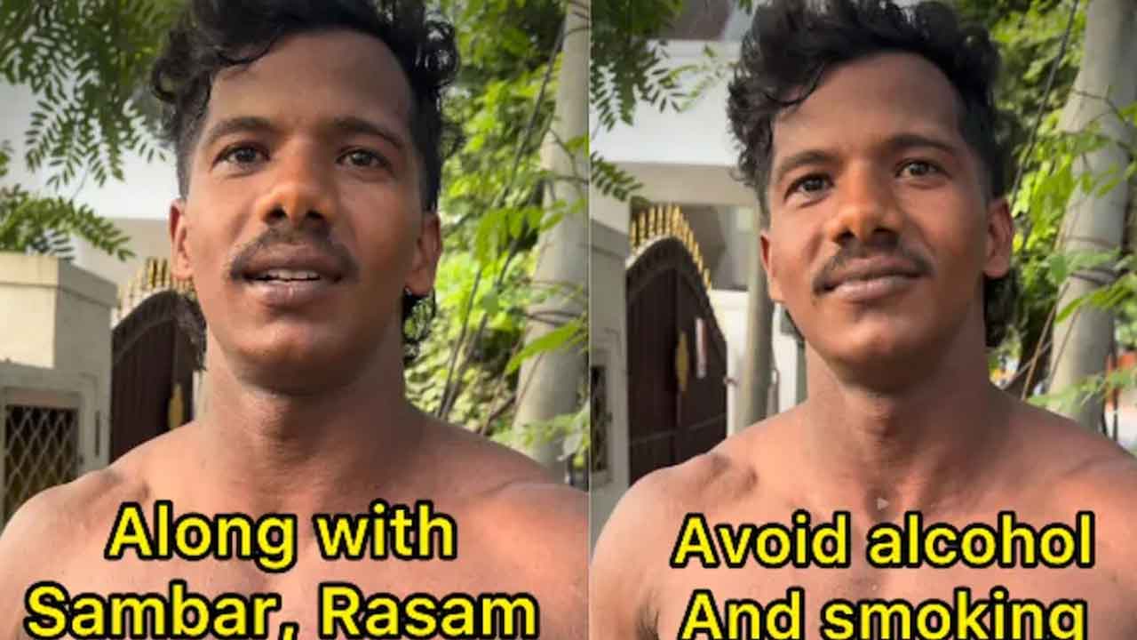 Chennai Worker: అన్నం, సాంబార్‌, కూర‌గాయ‌లే.. హైకార్బ్ ఫుడ్‌తోనే బాడీబిల్డింగ్..  వీడియో