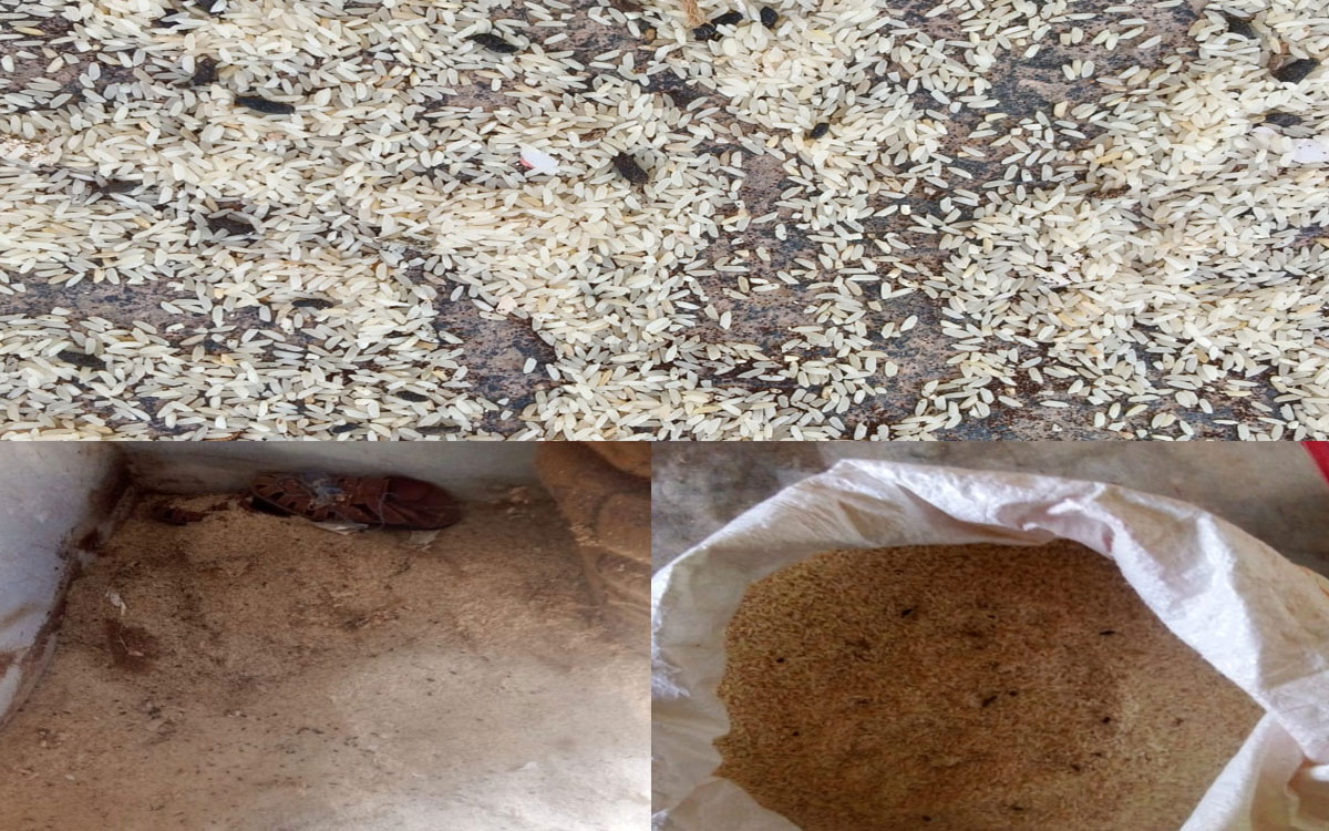 కేశంనేనిప‌ల్లిలో తుట్టెలు క‌ట్టిన‌, పురుగుల‌ రేషన్ బియ్యం పంపిణీ