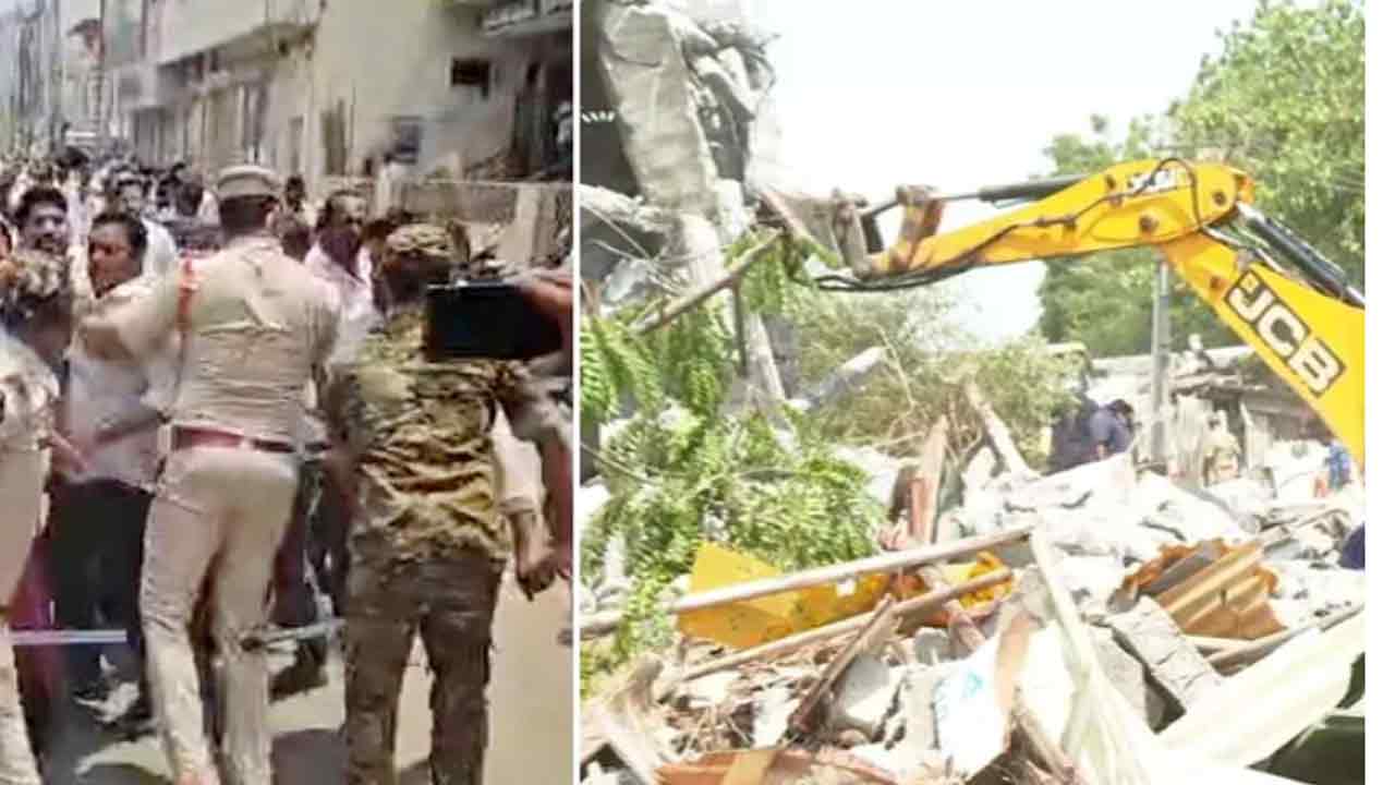 Guntur | భారీ బందోబస్తు నడుమ నిరుపేదల ఇండ్ల తొలగింపు.. గుంటూరులో ఉద్రిక్త పరిస్థితులు