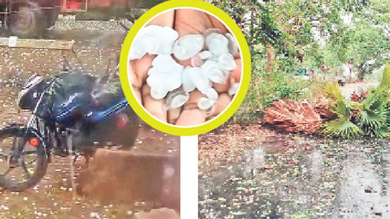 మణుగూరులో వడగళ్ల వాన