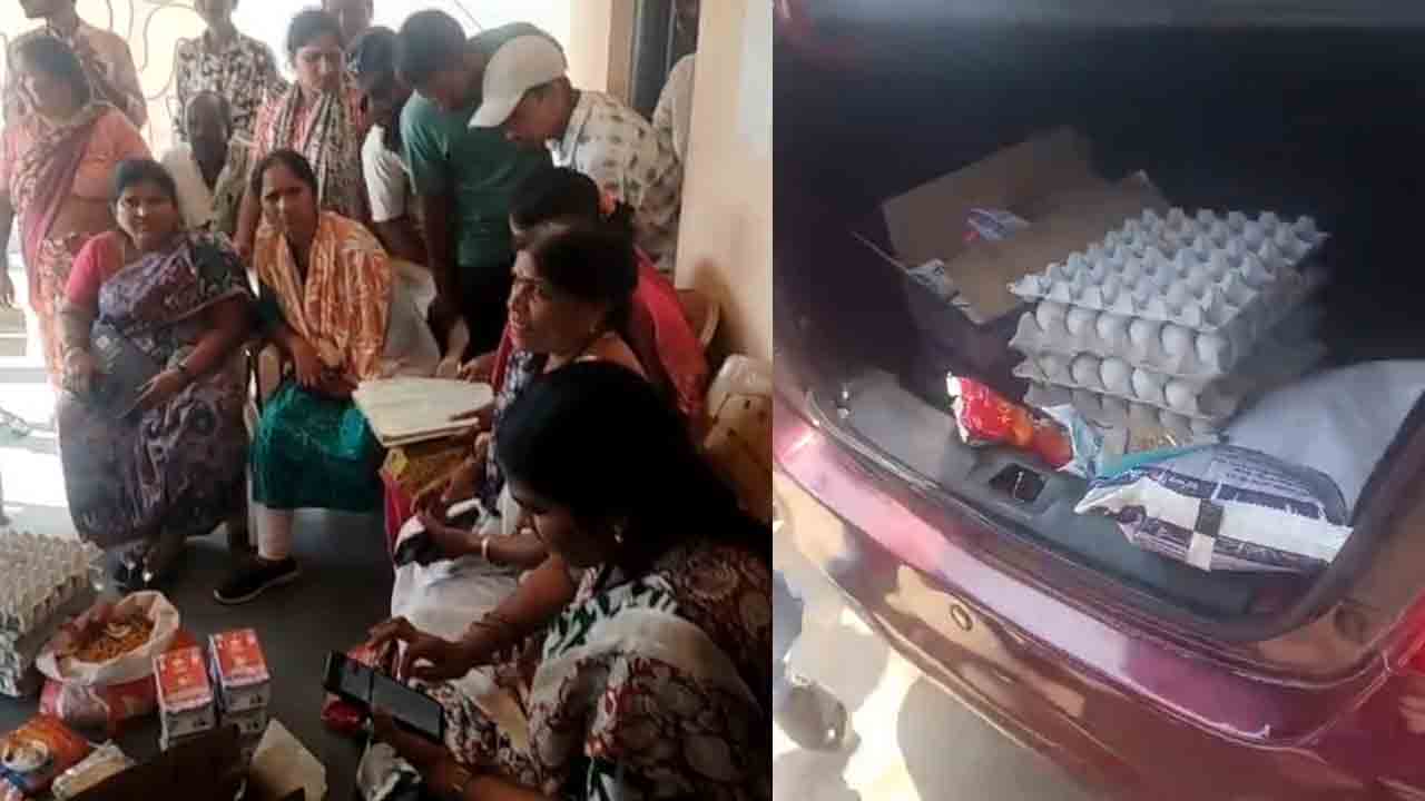 Shivvampet | అంగన్వాడీ సరుకులు కాజేయాలనుకున్న టీచర్..  అడ్డుకున్న గ్రామస్థులు..!