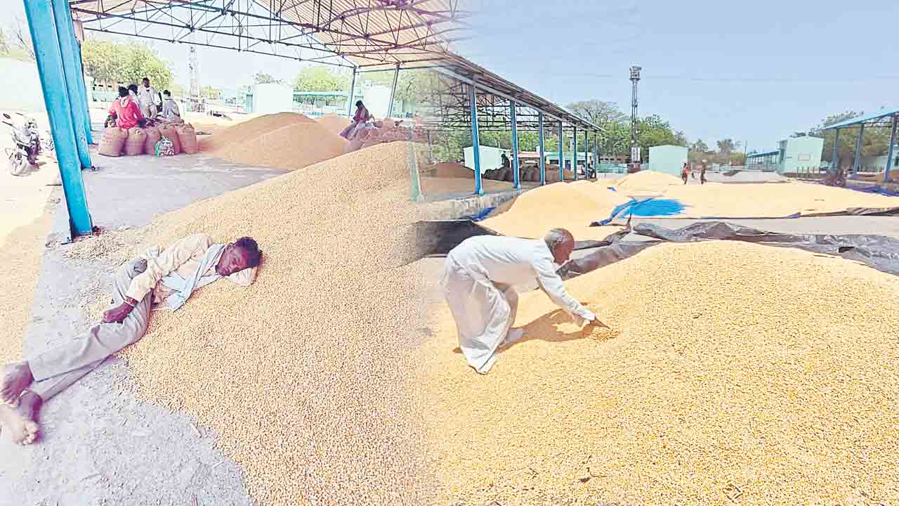మండుటెండలో మక్కకు కాపల.. అమ్ముకోవడానికి మార్కెట్‌ యార్డుల్లో రైతుల అష్టకష్టాలు