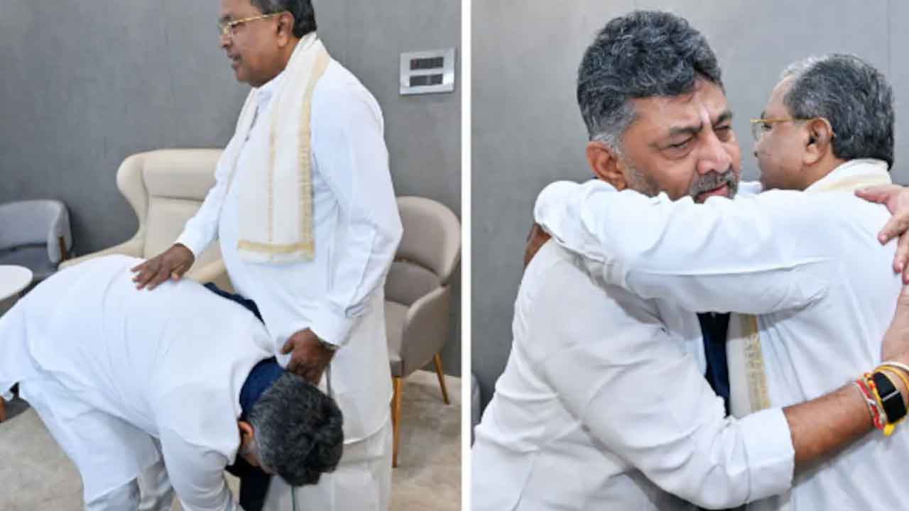 DK Shivakumar: సీఎం సిద్ధ‌రామ‌య్య కాళ్లు మొక్కిన డీకే శివ‌కుమార్