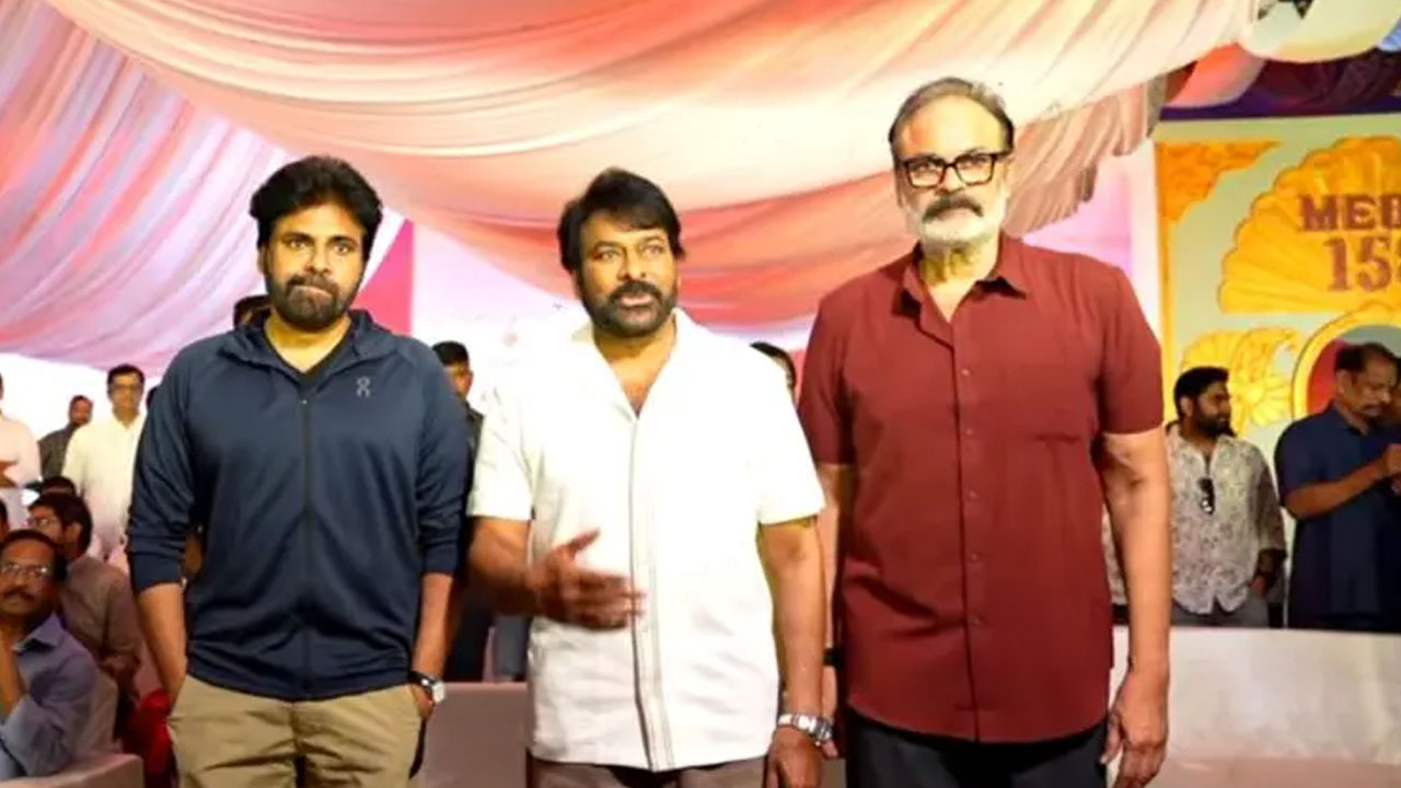 Mega 158 | మెగా 158 గ్రాండ్ లాంచ్ .. చిరంజీవి–పవన్–నాగబాబు ఒకే ఫ్రేములో, అభిమానుల‌కి విజువ‌ల్ ట్రీట్