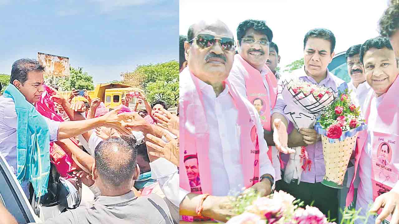 కేటీఆర్‌కు ఘన స్వాగతం