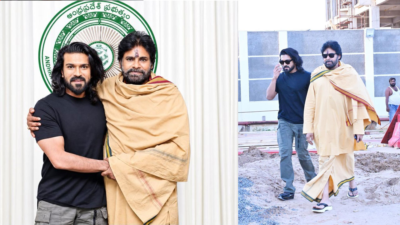 Ram Charan | మంగళగిరిలో మెగా మూమెంట్.. జనసేన కార్యాలయంలో పవన్‌ను కలిసిన రామ్ చరణ్