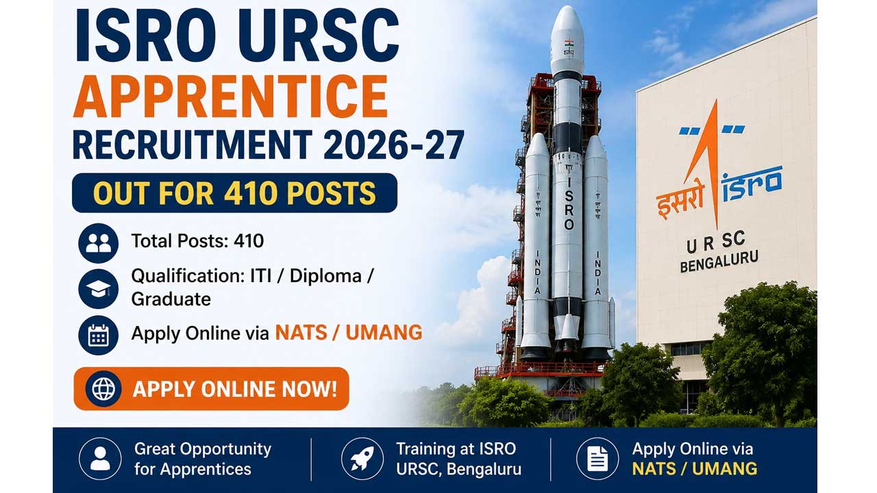 Isro Apprentice | ఇస్రోలో 410 అప్రెంటిస్‌ ఖాళీలు