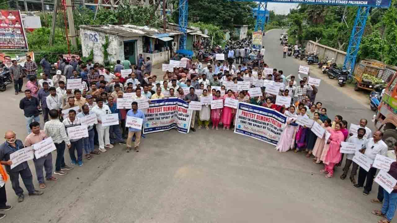 విద్యుత్‌ ఉద్యోగుల నిరసనలు, నినాదాలు