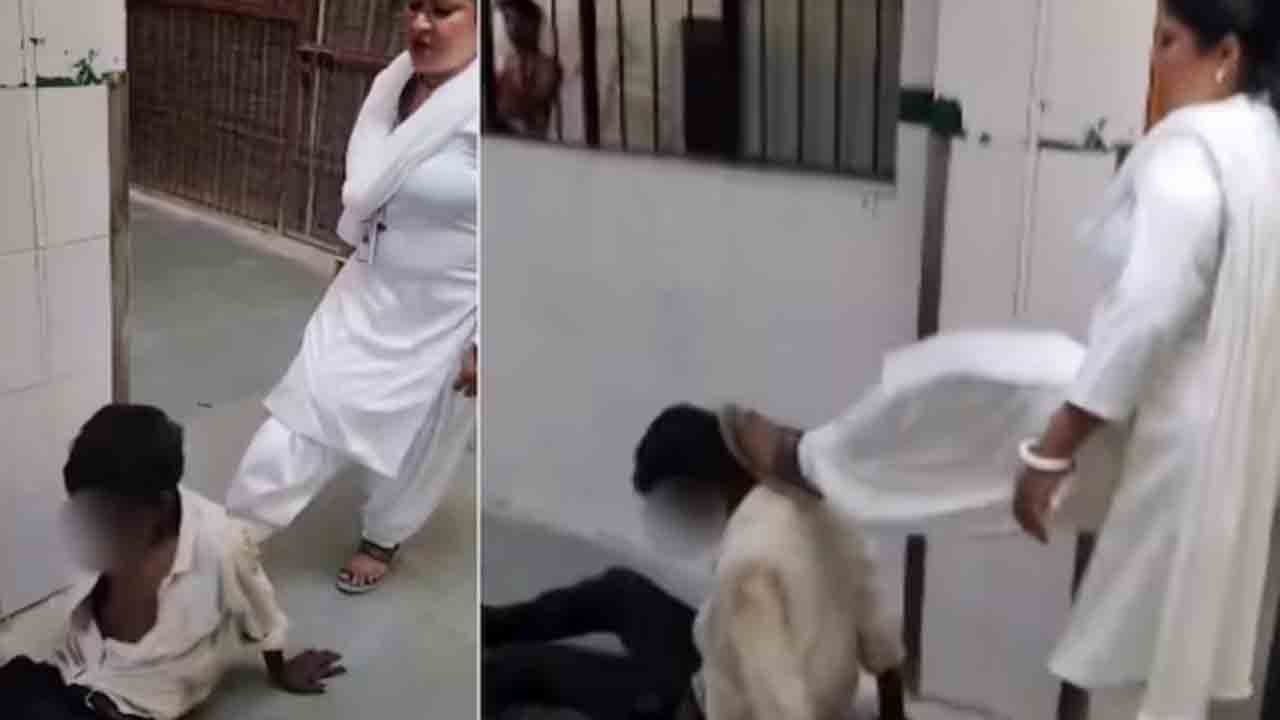 woman employee kicks patient | రోగిని కాళ్లతో తన్నిన మహిళా ఉద్యోగిని..   వీడియో వైరల్‌తో సస్పెండ్‌