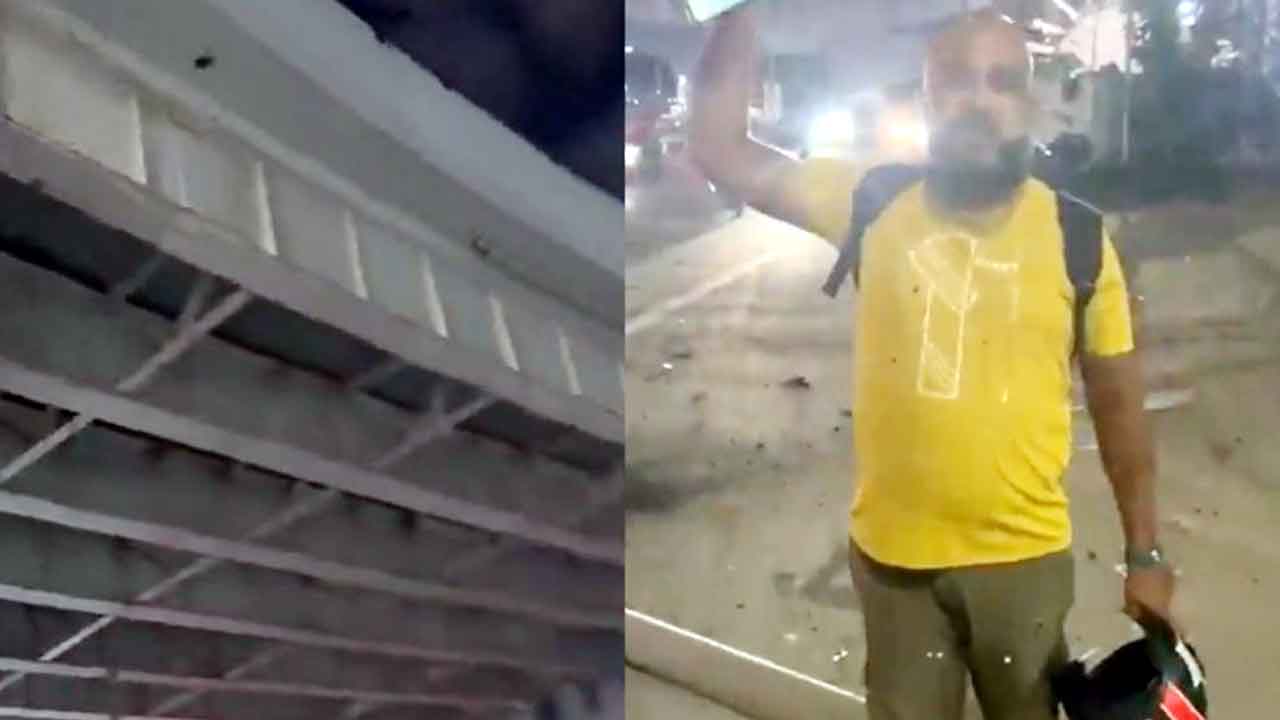 ఫ్లైఓవర్‌ పై ఊడిన పైపు.. తప్పిన ప్రమాదం