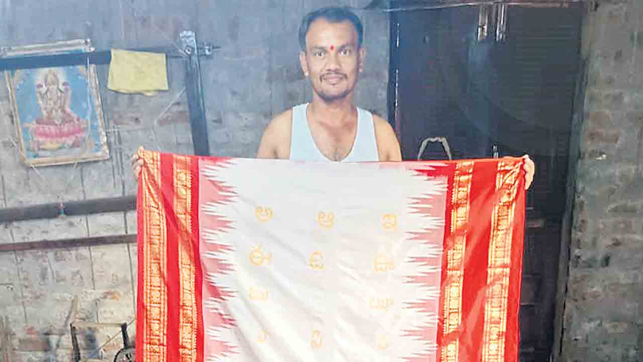 తెలుగు అక్షర మాలతో పట్టుచీర