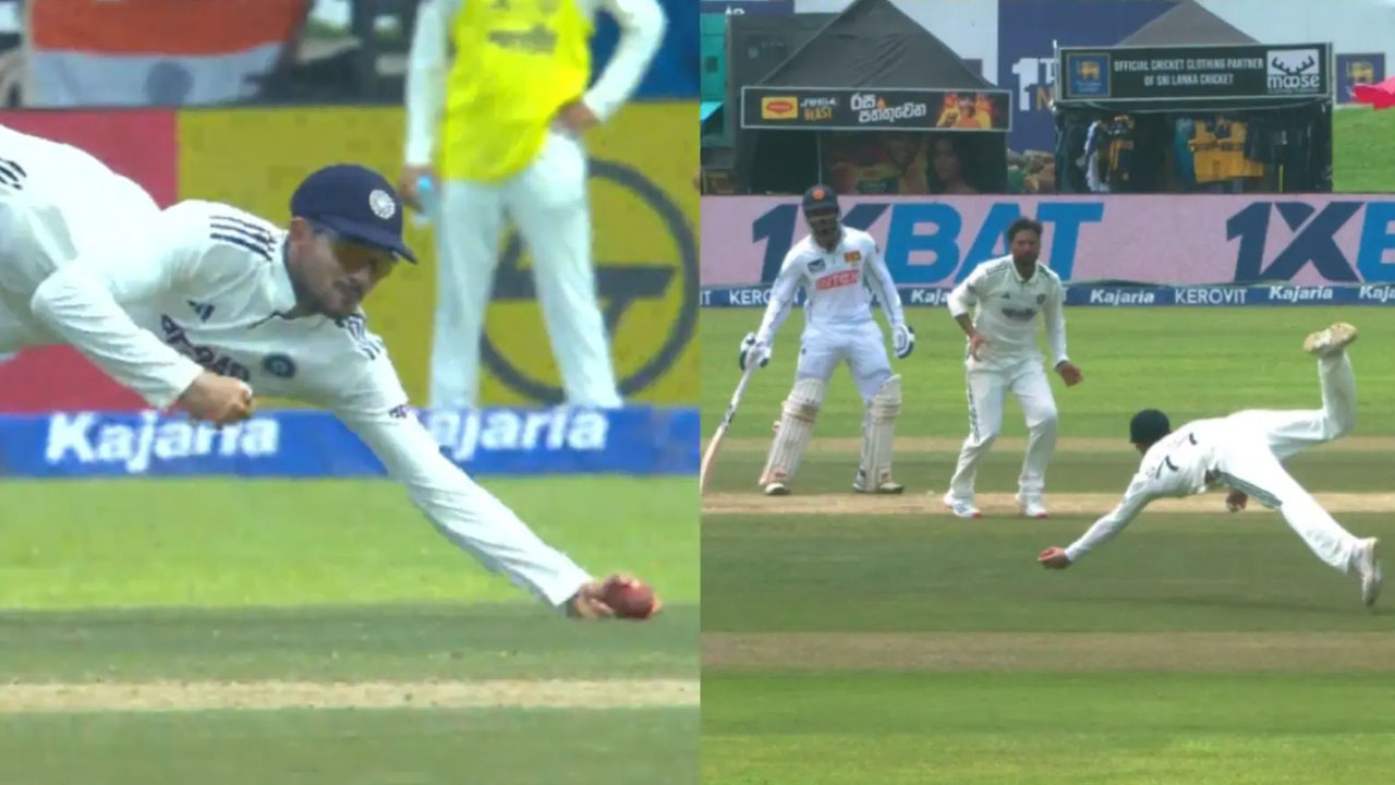 SLvIND Test: శ్రీలంక 99/5.. అదిరిపోయే క్యాచ్ ప‌ట్టిన గిల్‌.. వీడియో