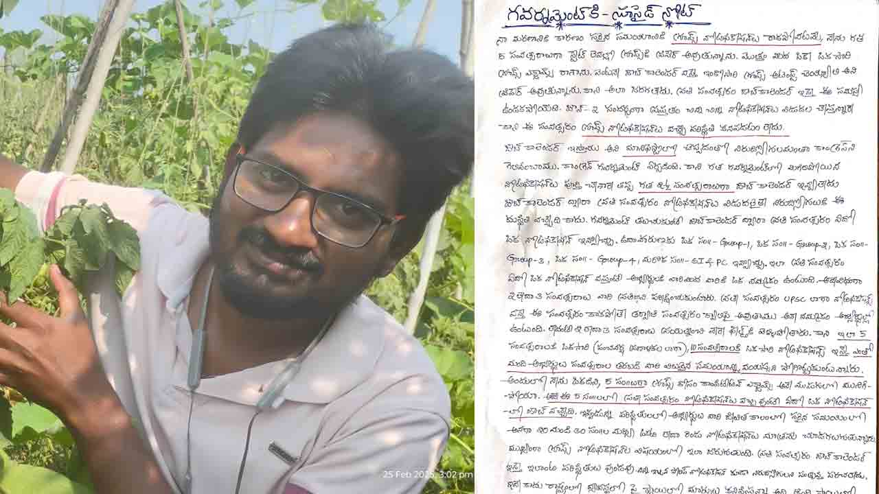 Groups Aspirant | గ్రూప్స్ నోటిఫికేషన్ రావట్లేదని యువకుడి ఆత్మహత్యాయత్నం.. కన్నీళ్లు తెప్పిస్తున్న సూసైడ్ నోట్‌..!