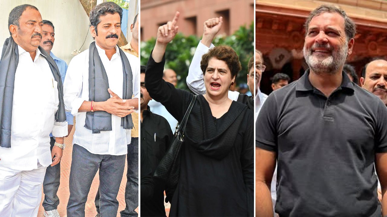 Revanth Reddy | రేవంత్‌.. దీనికి నీ సమాధానమేంది.. చట్టసభల ముందు కాంగ్రెస్‌ నాయకుల విభిన్న నిరసనలు!