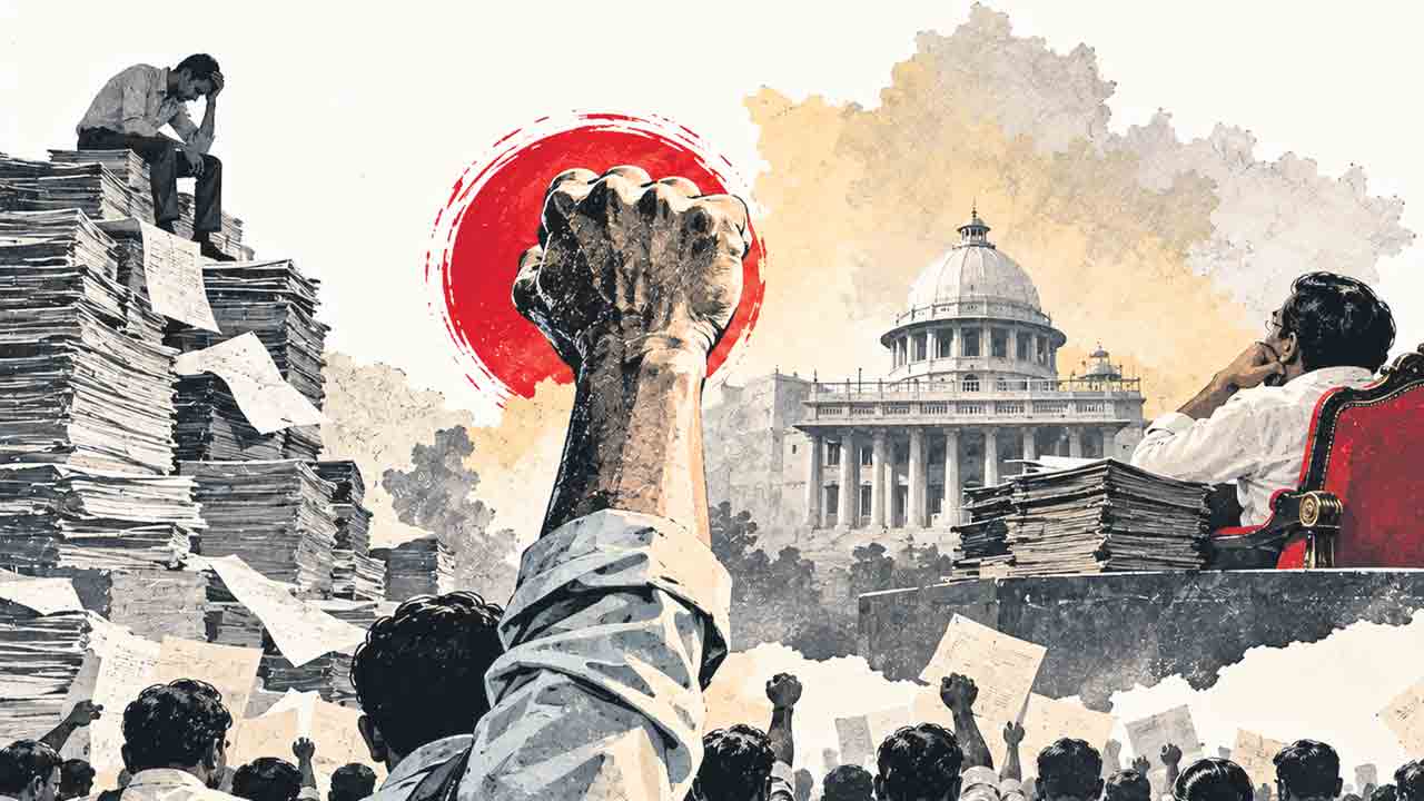 పిడికిలెత్తిన ఉద్యోగి