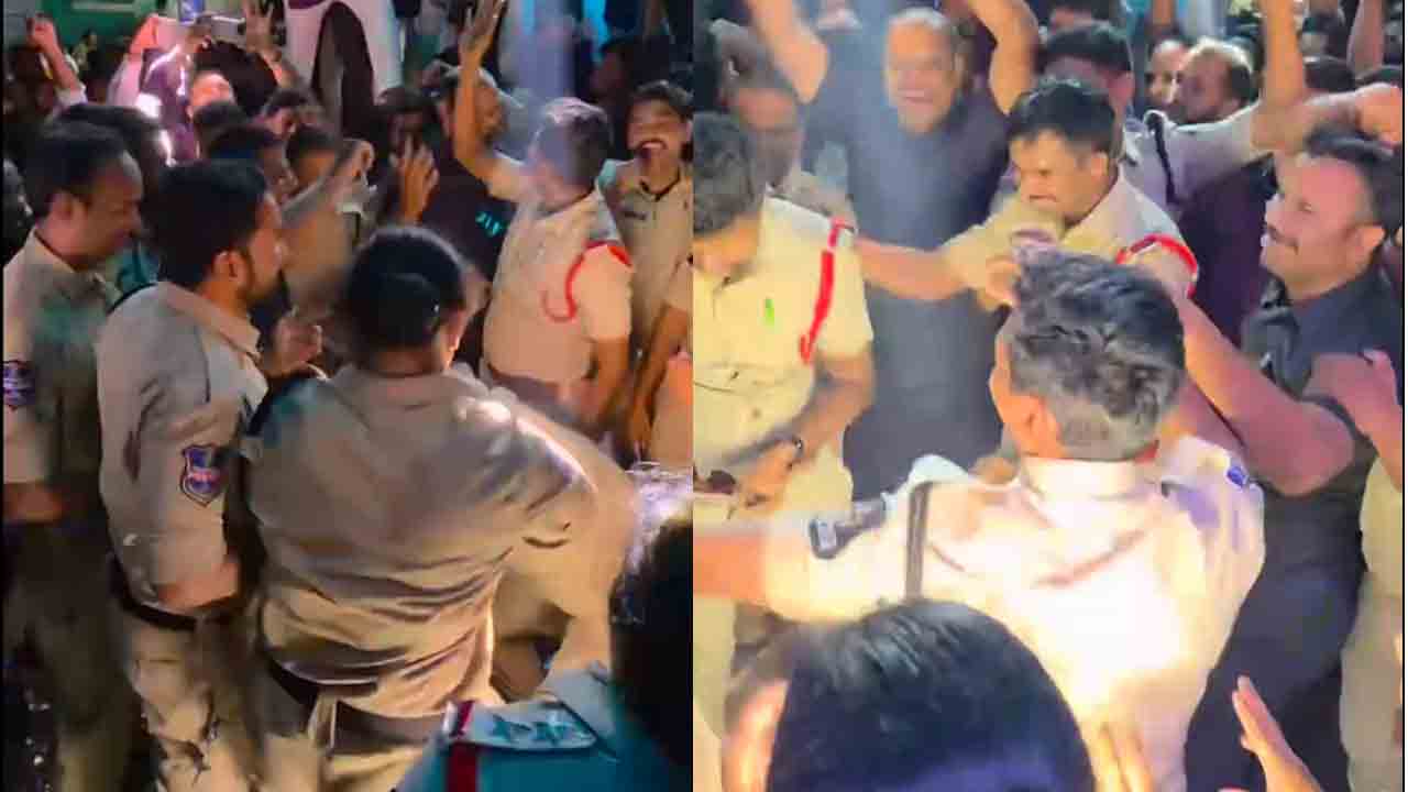 Hyderabad Police | కేసీఆర్‌ పాటల మేనియా.. శోభాయాత్రలో హైదరాబాద్‌ పోలీసుల స్టెప్పులు.. వీడియో