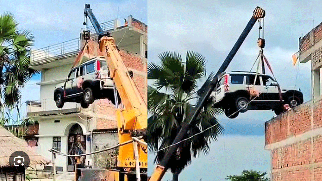 Viral News | దొంగ‌లు ఎత్తుకెళ్తార‌నే భ‌యంతో కారును బిల్డింగ్ ఎక్కించిన య‌జ‌మాని.. Video
