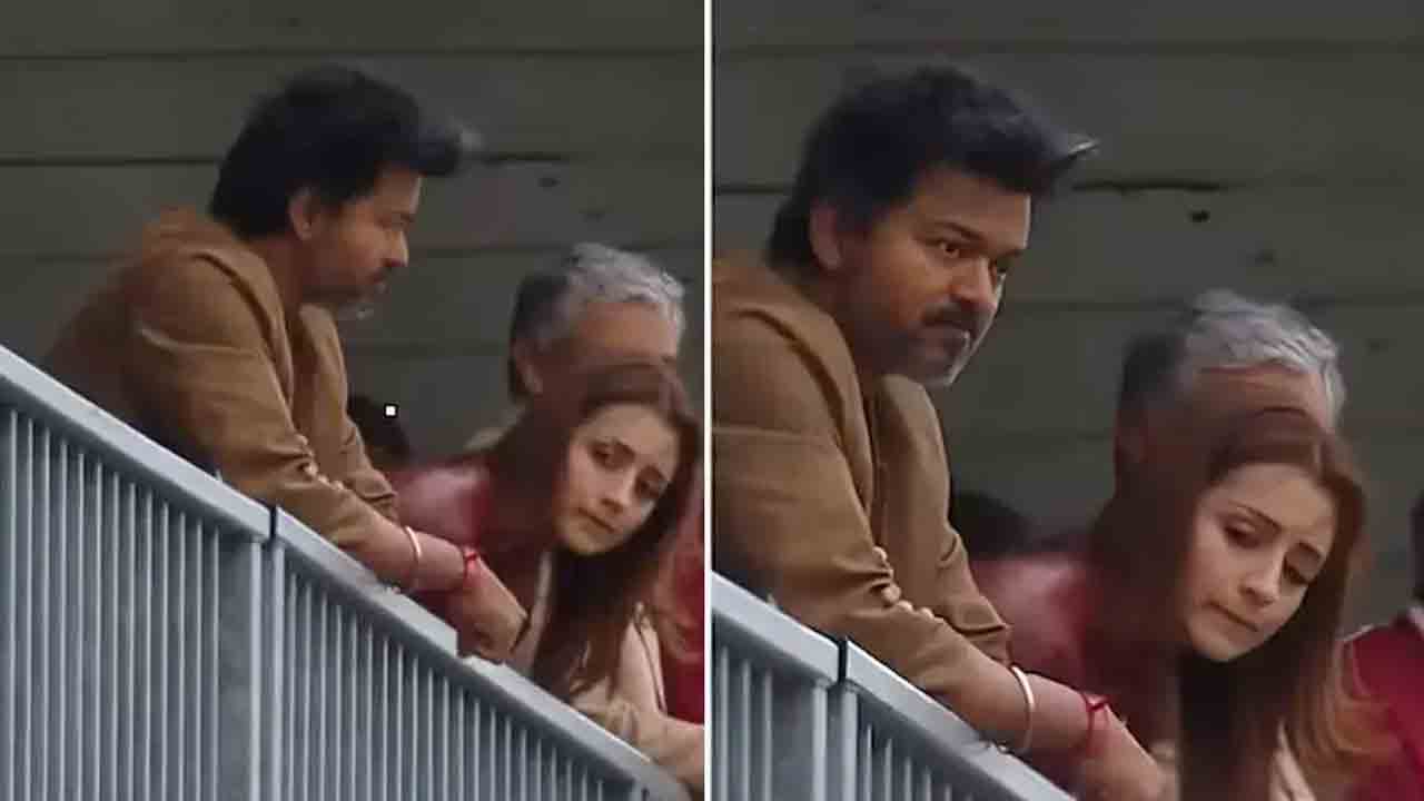 త్రిషను చూసి ముఖం తిప్పుకొన్న విజయ్‌ యూకేలో ఘటన