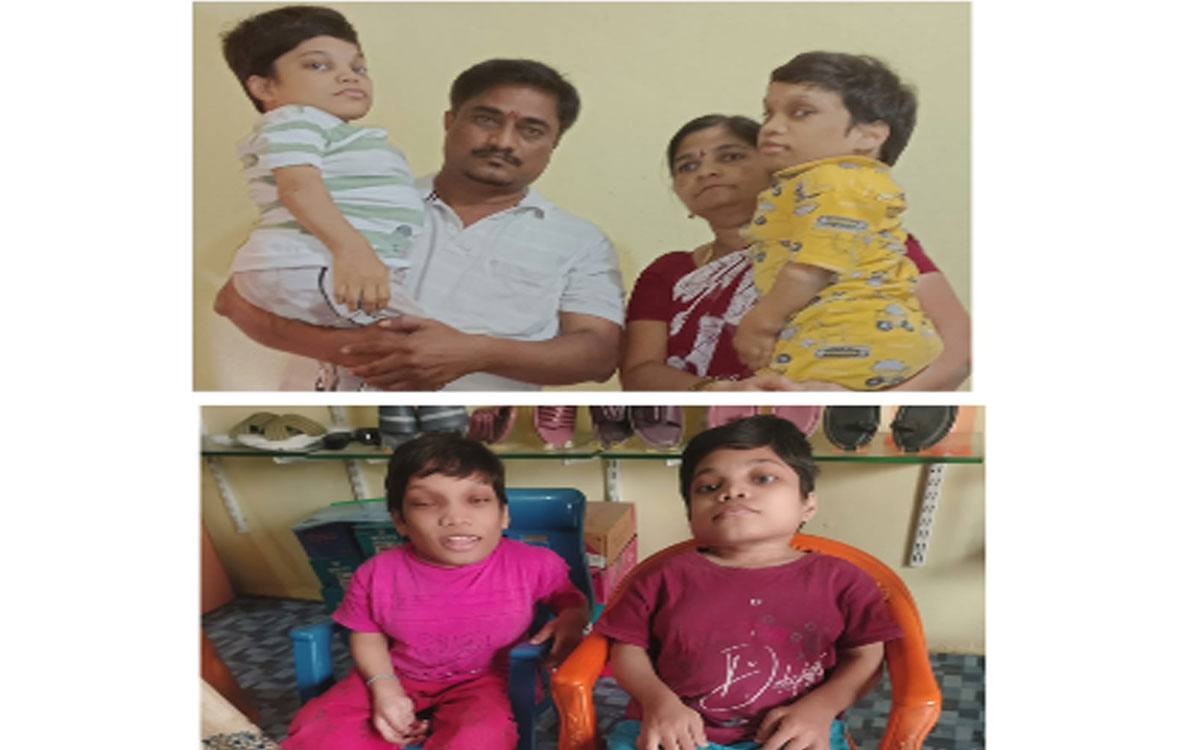 పుట్టుకతోనే ఆడ‌పిల్ల‌ల‌ద్ద‌రికీ అంగవైకల్యం.. తల్లిదండ్రుల జీవ‌న‌ పోరాటం