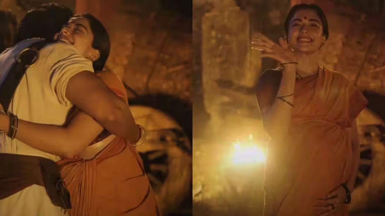 Rashmika |  ‘రణబాలి’ షూటింగ్ పూర్తి.. బేబీ బంప్ లుక్‌లో రష్మిక, విజయ్‌ను హత్తుకున్న వీడియో వైరల్!