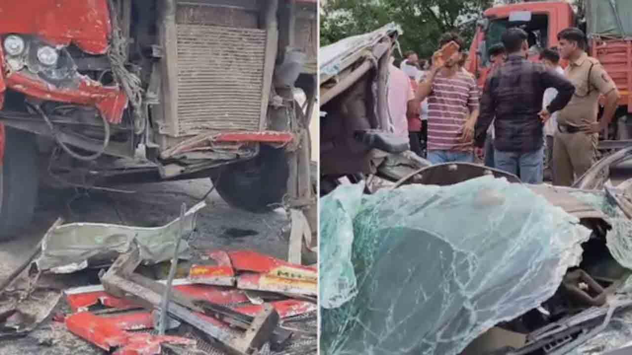 Car Hits Pothole, Crash Bus | గుంతలో పడి అదుపుతప్పి, బస్సును ఢీకొట్టిన కారు.. ఐదుగురు మృతి