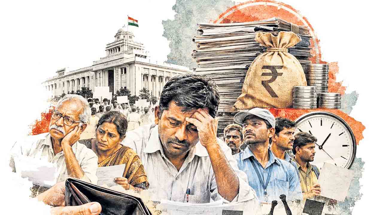 బకాయిలు చెల్లించేదెప్పుడు?.. ఉద్యోగులు, రిటైర్డ్‌ ఉద్యోగులు, కాంట్రాక్టర్ల నిరీక్షణ