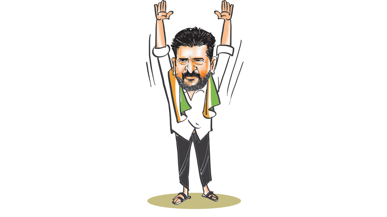 Revanth Hands Up Cartoon