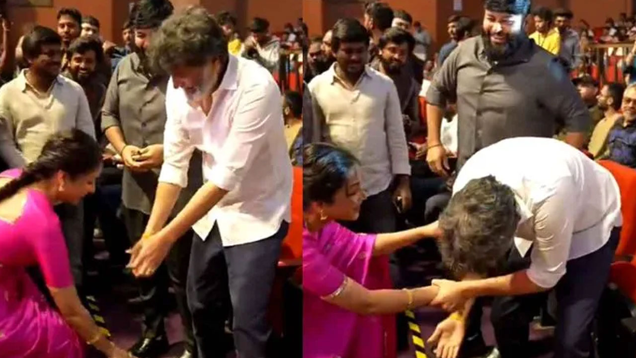 Trivikram | శ్రీనిధి శెట్టి పాదాలకు త్రివిక్రమ్ నమస్కారం.. ‘ఆదర్శ కుటుంబం’ వేడుకలో అసలేం జరిగింది?